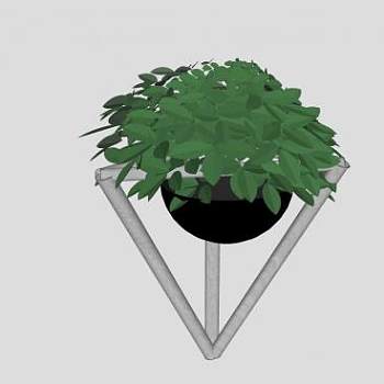 挂壁角落花盆架植物SU模型下载_sketchup草图大师SKP模型