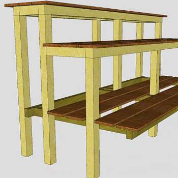 木制盆景展示台SU模型下载_sketchup草图大师SKP模型