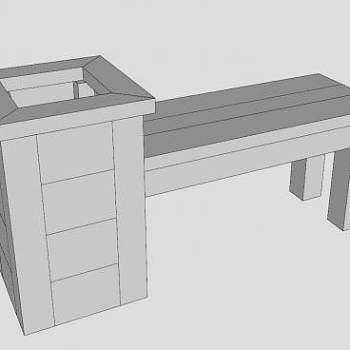 盆栽花架和长凳SU模型下载_sketchup草图大师SKP模型