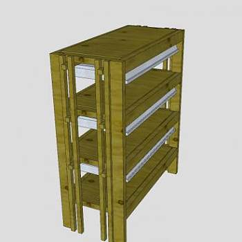 四层木制灯板盆栽架SU模型下载_sketchup草图大师SKP模型