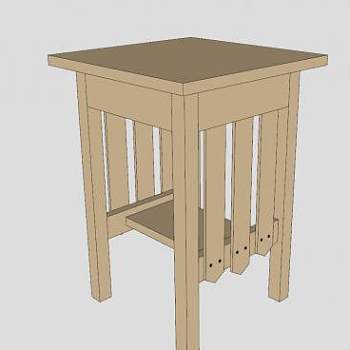 木制方形陈设花架SU模型下载_sketchup草图大师SKP模型