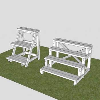 木制庭院双花架SU模型下载_sketchup草图大师SKP模型