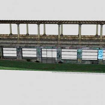 涂鸦廊道廊式花架SU模型下载_sketchup草图大师SKP模型