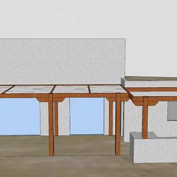 房屋凉棚花架SU模型下载_sketchup草图大师SKP模型