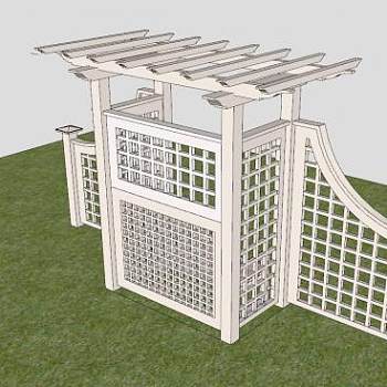 公园长椅木棚花架SU模型下载_sketchup草图大师SKP模型