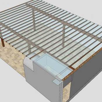 玻璃木棚廊道花架SU模型下载_sketchup草图大师SKP模型