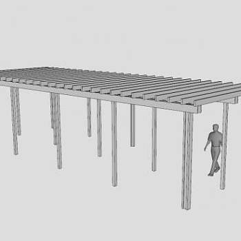 大凉棚廊式过道花架SU模型下载_sketchup草图大师SKP模型