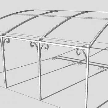 铁制绿廊弧檐花架SU模型下载_sketchup草图大师SKP模型