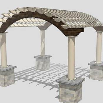 拱顶凉棚花架SU模型下载_sketchup草图大师SKP模型
