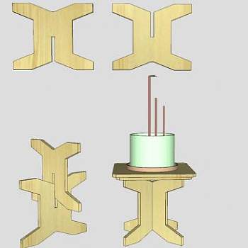 拼接木桌花架盆栽SU模型下载_sketchup草图大师SKP模型