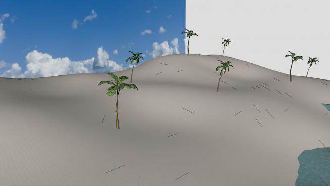海滩边的椰子树SU模型下载_sketchup草图大师SKP模型