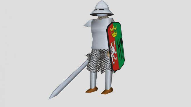 手拿盾和剑的铁骑士SU模型下载_sketchup草图大师SKP模型
