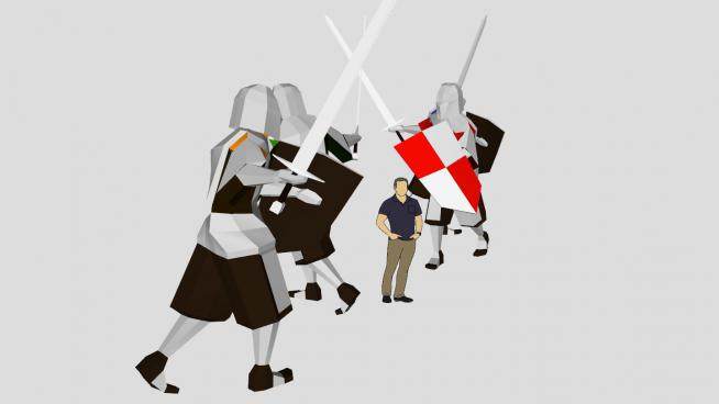 挥剑的盔甲骑士SU模型下载_sketchup草图大师SKP模型