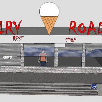 甜品奶品道冰淇淋店SU模型下载_sketchup草图大师SKP模型