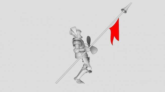 手拿矛和盾的骑士SU模型下载_sketchup草图大师SKP模型