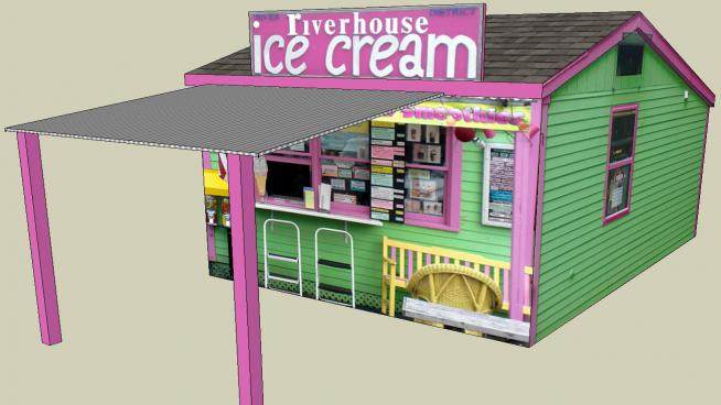 冰淇淋甜品展厅SU模型下载_sketchup草图大师SKP模型