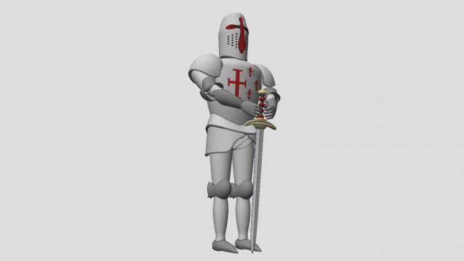 14世纪十字军盔甲骑士SU模型下载_sketchup草图大师SKP模型