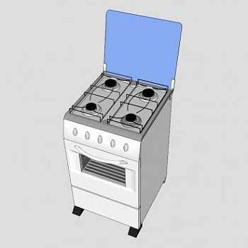 独立式煤气灶柜SU模型下载_sketchup草图大师SKP模型