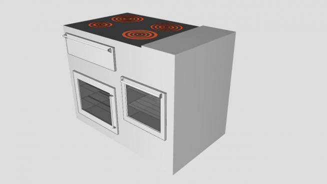 一体式电磁炉烤箱SU模型下载_sketchup草图大师SKP模型