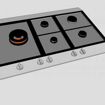 现代炊具嵌入式燃气灶SU模型下载_sketchup草图大师SKP模型