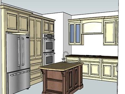 简欧风格开放厨房SU模型下载_sketchup草图大师SKP模型