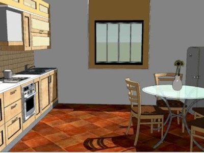 现代一字型家居厨房SU模型下载_sketchup草图大师SKP模型