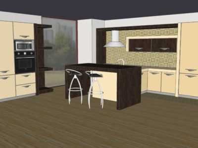 现代家居厨房组合SU模型下载_sketchup草图大师SKP模型