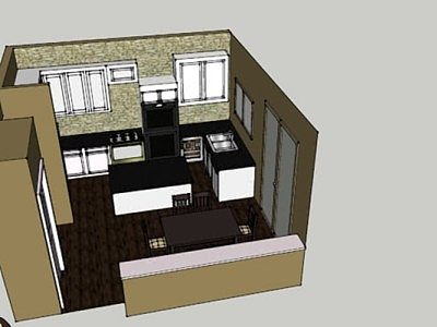 现代简约封闭厨房SU模型下载_sketchup草图大师SKP模型