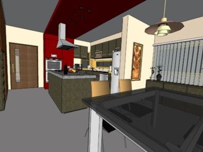 家居开放厨房构图SU模型下载_sketchup草图大师SKP模型