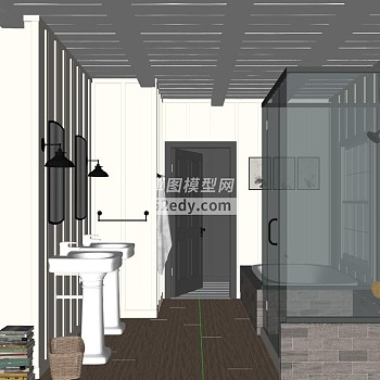 美式风格室内卫生间SU模型下载_sketchup草图大师SKP模型