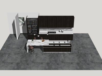 现代家具厨房组合SU模型下载_sketchup草图大师SKP模型