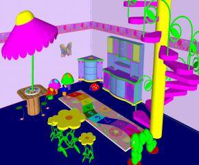 儿童玩具房室内娱乐SU模型下载_sketchup草图大师SKP模型