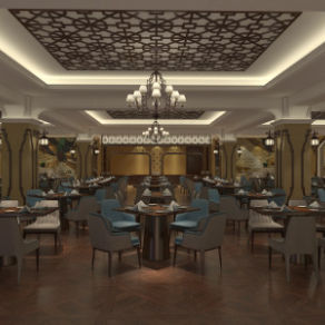 酒店地中海风格自助餐厅SU模型下载_sketchup草图大师SKP模型