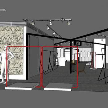 服装店室内装修SU模型下载_sketchup草图大师SKP模型