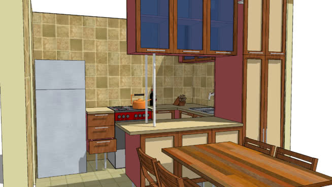 基本厨房设计中的消毒柜SU模型下载_sketchup草图大师SKP模型