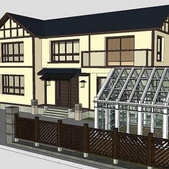 日式住宅独栋别墅SU模型下载_sketchup草图大师SKP模型