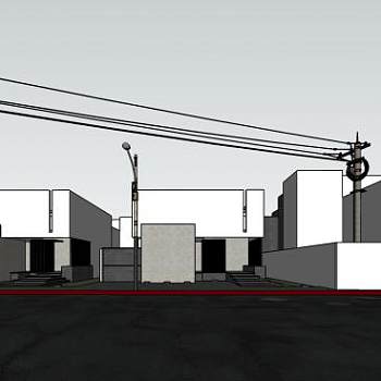 现代联排别墅建筑SU模型下载_sketchup草图大师SKP模型