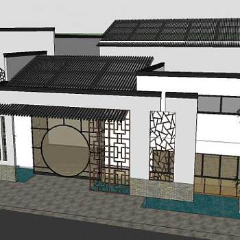 新中式联排别墅群徽派别墅SU模型下载_sketchup草图大师SKP模型