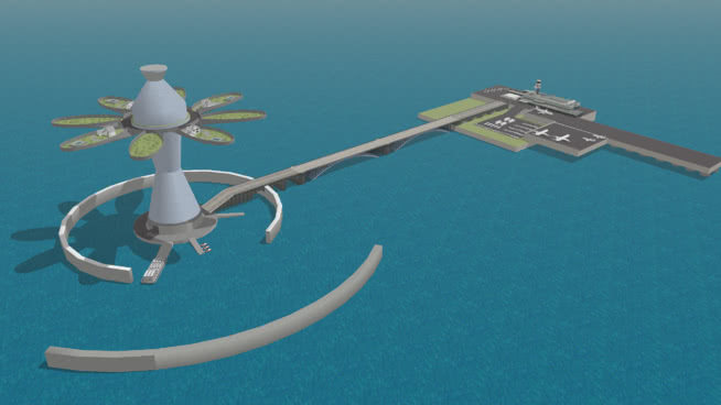 海洋城和飞机场SU模型下载_sketchup草图大师SKP模型