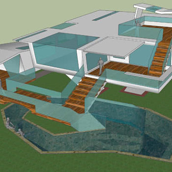 郊区住宅和泳池SU模型下载_sketchup草图大师SKP模型