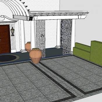 欧式花园联排别墅花园SU模型下载_sketchup草图大师SKP模型