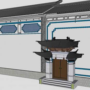 云南白族传统建筑四合院SU模型下载_sketchup草图大师SKP模型