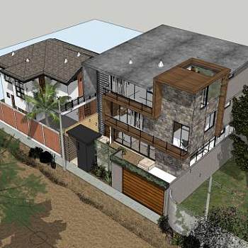 现代风格住宅农村别墅SU模型下载_sketchup草图大师SKP模型