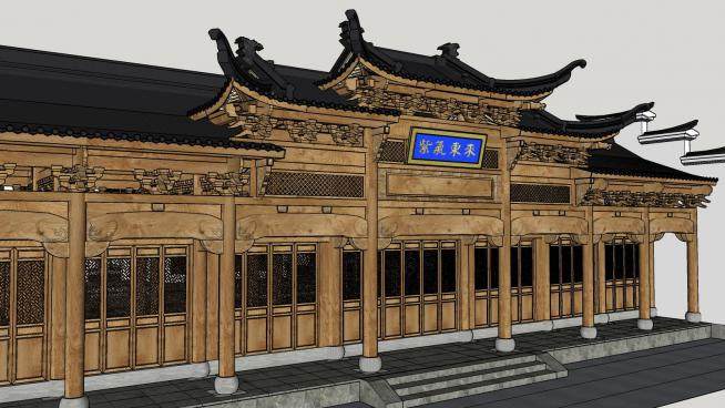 中式建筑门楼古建筑SU模型下载_sketchup草图大师SKP模型