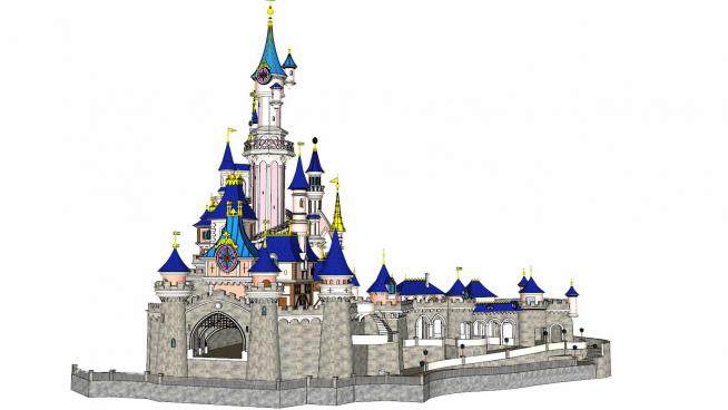 现代古建筑群体城堡SU模型下载_sketchup草图大师SKP模型