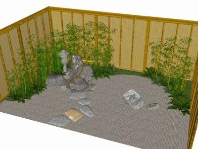 日式枯山水庭院景观SU模型下载_sketchup草图大师SKP模型
