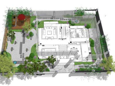 日式庭院景观整体建筑SU模型下载_sketchup草图大师SKP模型