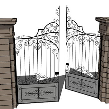 铁艺城堡之门SU模型下载_sketchup草图大师SKP模型