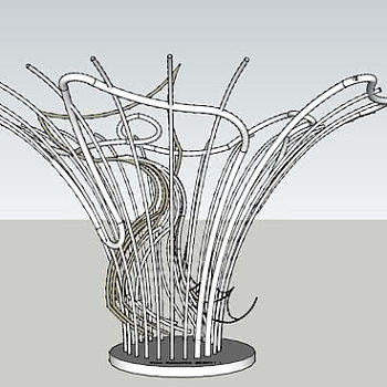 铁艺鱼飞溅雕塑SU模型下载_sketchup草图大师SKP模型