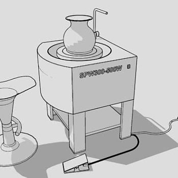 自制陶瓷轮SU模型下载_sketchup草图大师SKP模型